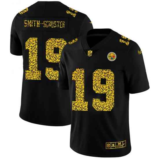 Pittsburgh Steelers 19 JuJu Smith Schuster Men Nike Leopard Print Fashion Vapor Limited NFL Jersey Black